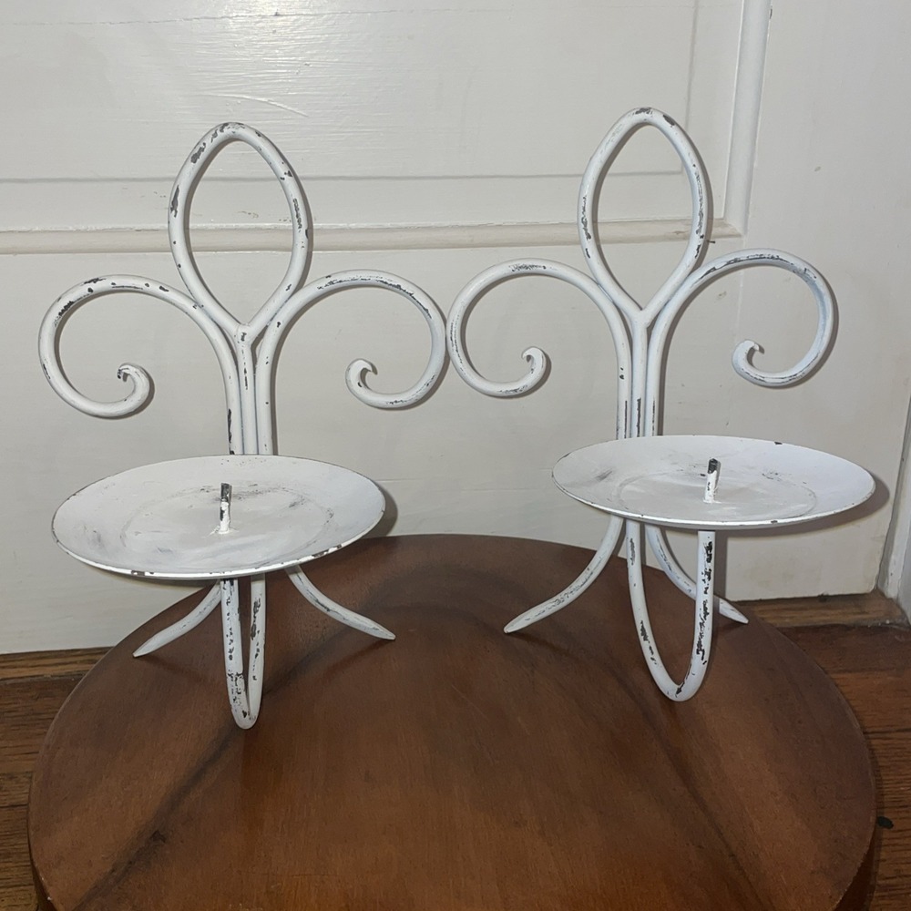 Pair‎ of Distressed 10" x 7" Heavy Metal Wall Hanging Candle Sconces 4.5" Plate